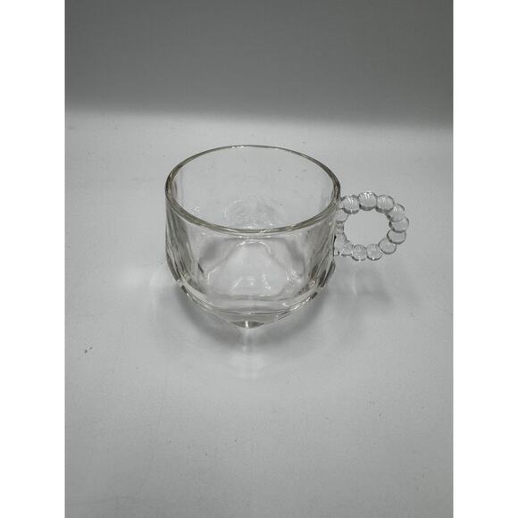 Hazel Atlas Ball & Rib Glass Sip N Smoke Snack Luncheon‎ Tray & Cup Set Of 4